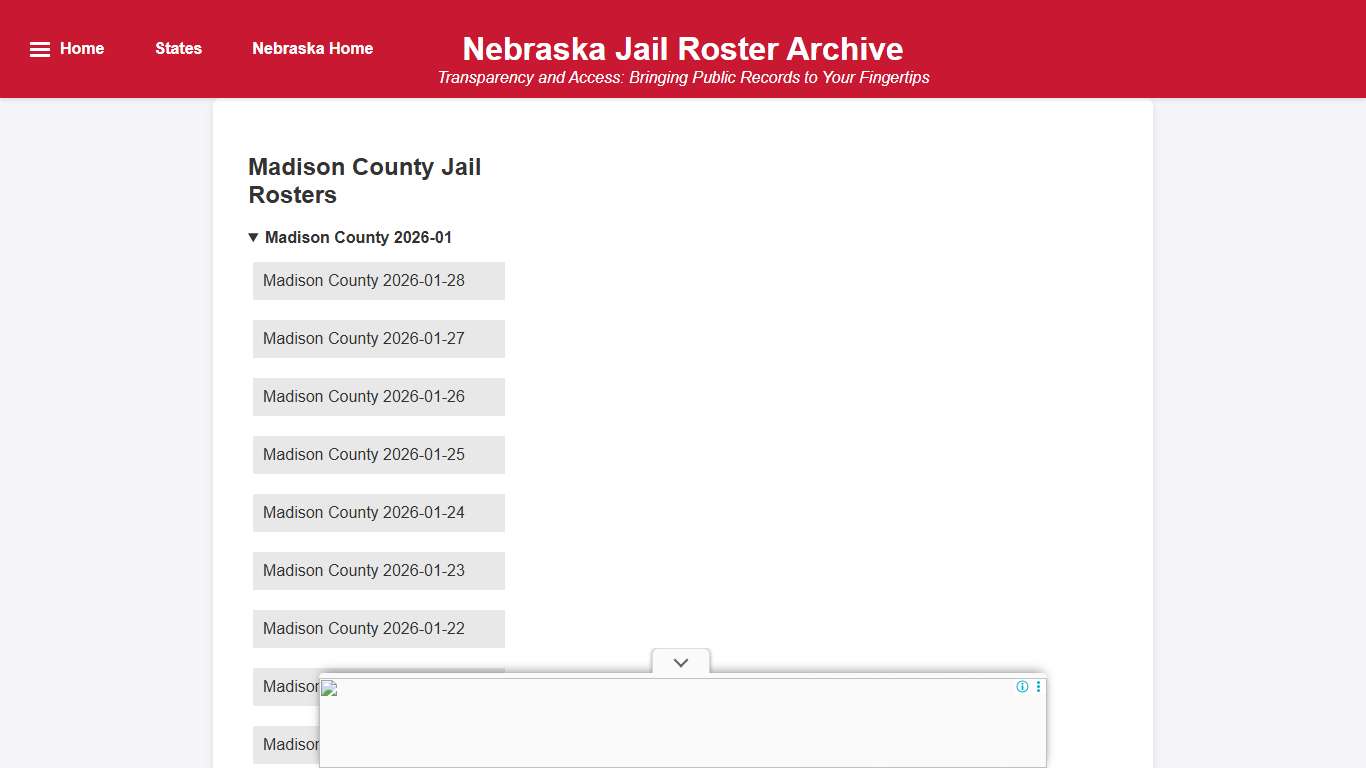 Madison County - Nebraska Jail Rosters